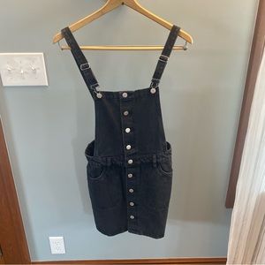NWT- PacSun Black Wash Short Denim Overall Dress- SZ S